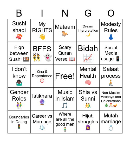 Q&A Bingo Card