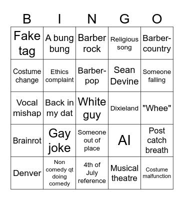 AIC 2025 Bingo Card