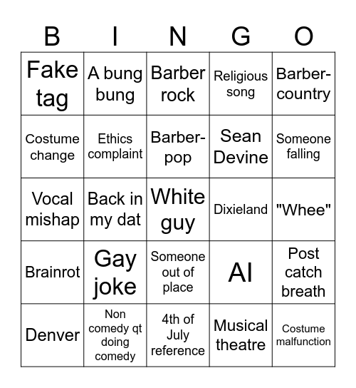 AIC 2025 Bingo Card