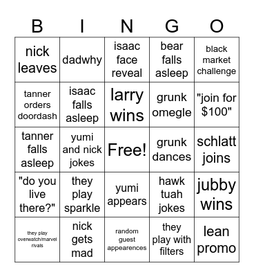 ltlvc5 bingo Card