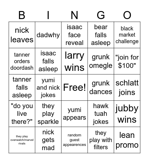 ltlvc5 bingo Card
