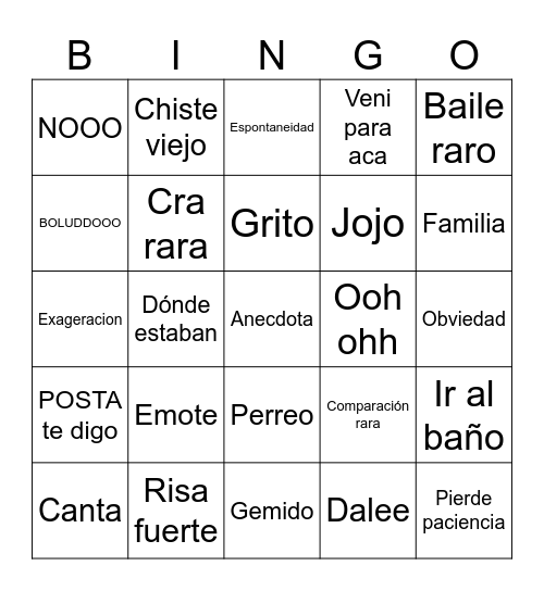 Valen Bingo Card
