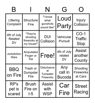 Thurston County Scanner - 4th of July Bingo Card