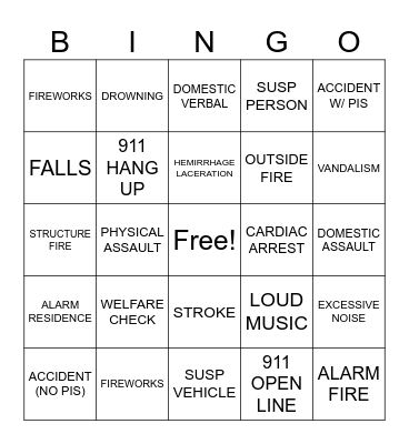 4TH OF JULY - 911 BINGO Card