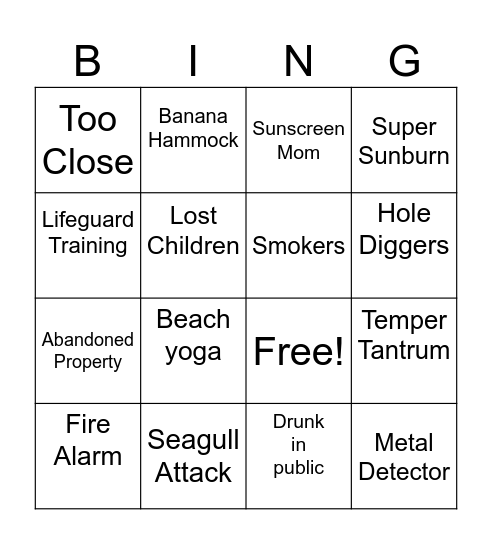 Ogunquit Beach Bingo Card