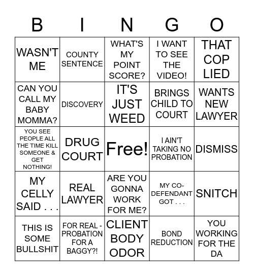 Client Bingo Card