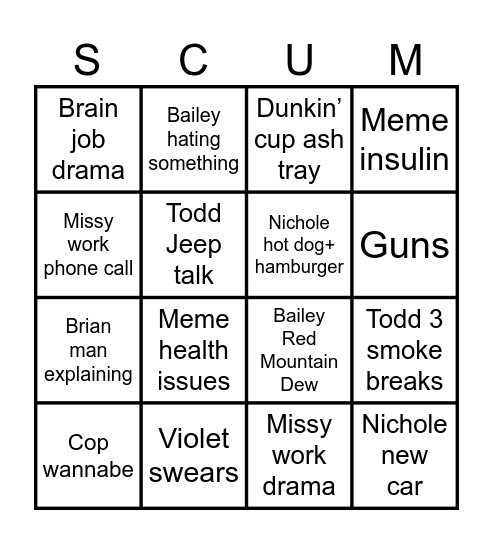 Picnic Bingo Card