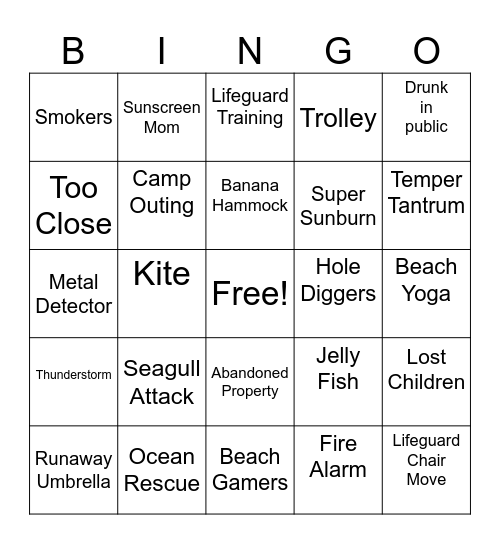 Ogunquit Beach Bingo Card