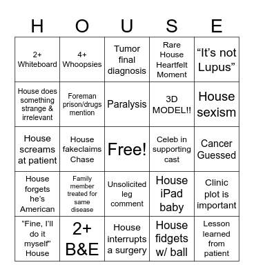 HOUSE BINGO Card