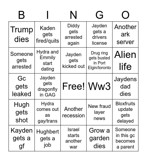 GC 2025 Bingo Card