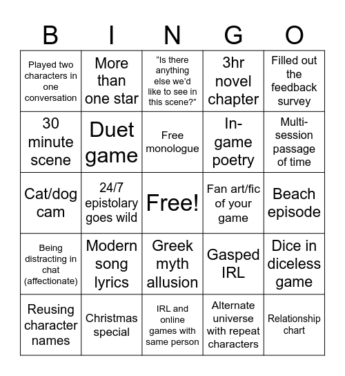 At the Table Bingo Card