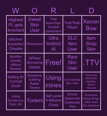 Fortnite: Save the- Bingo Card
