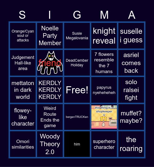 Deltarune Chapter 5 Bingo Card