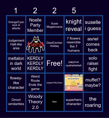 Deltarune Chapter 5 Bingo Card