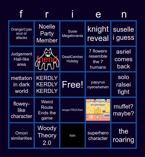 Deltarune Chapter 5 Bingo Card