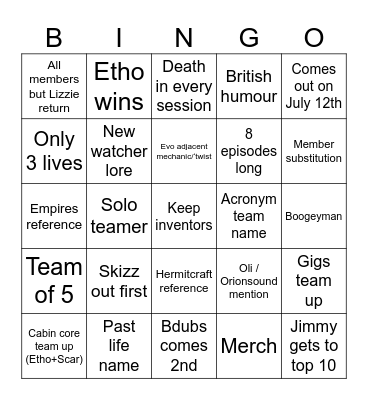 LIFE SERIES SEASON 7 Bingo Card