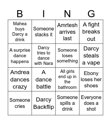 Ebony’s Engagement Party Bingo Card