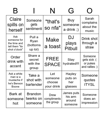 BAR CRAWL (ktown edition) Bingo Card