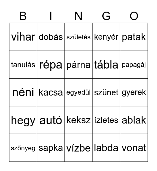 Magyar bingo Card