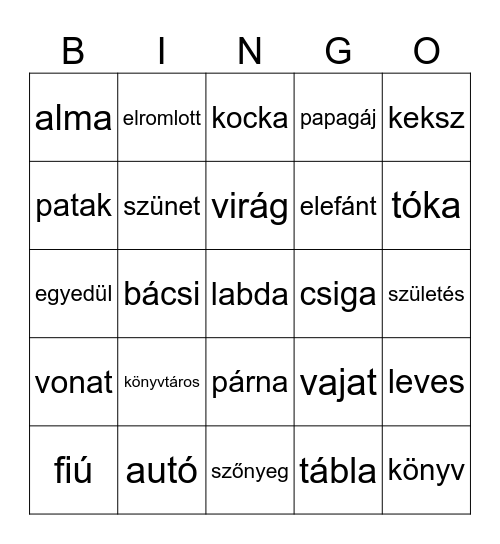 Magyar bingo Card