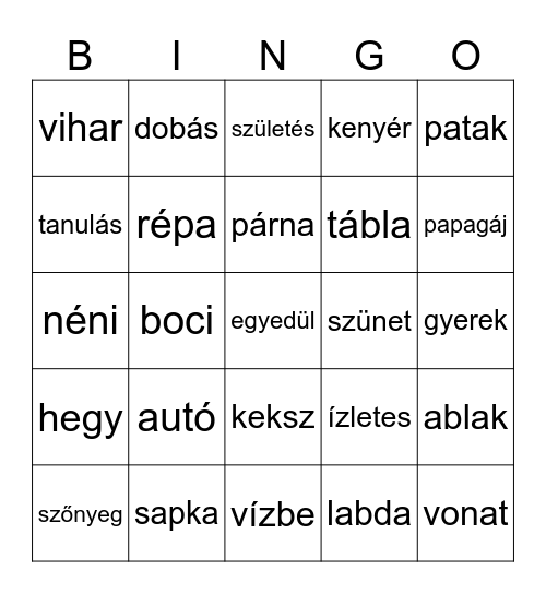 Magyar bingo Card