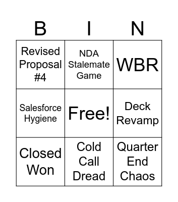 Sales Bingo Card