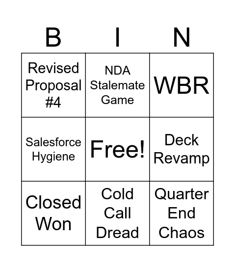 Sales Bingo Card