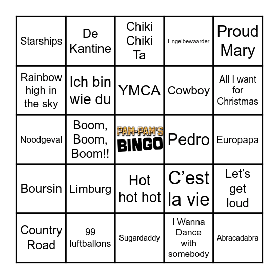 Pam-Pam's Muziek Bingo Card