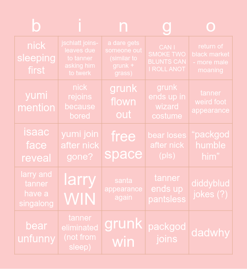last to leave vc Bingo Card