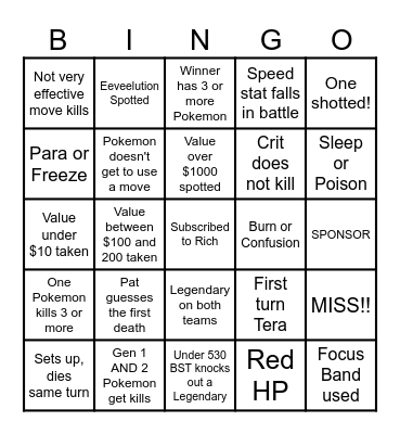 Then we fight bingo Rich Value Bingo Card