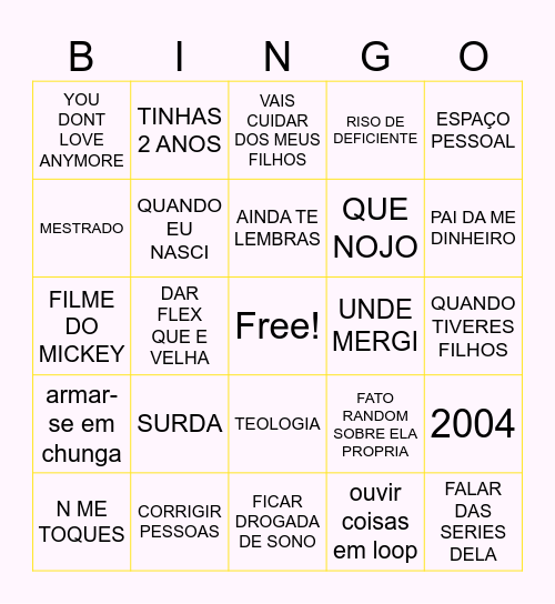Bingo da Paty Bingo Card
