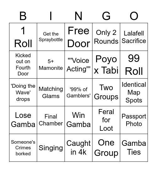 MnL Map Bingo! Bingo Card