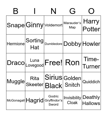 Harry Potter Bingo Card