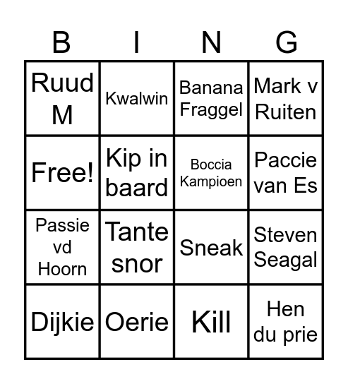 Monks bingo Card