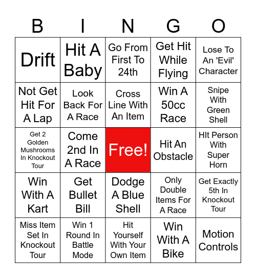 MK World Bingo 1 Bingo Card
