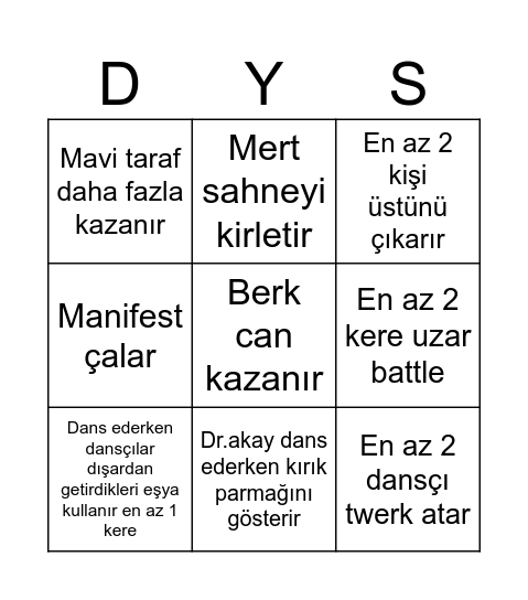 Dance Your Style 2025 Bingo Card