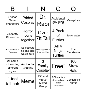 FanExpo 07/05 Bingo Card