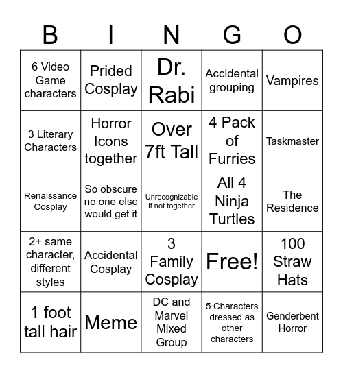 FanExpo 07/05 Bingo Card