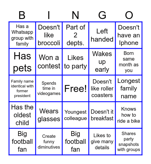 B2 English Class Bingo Card