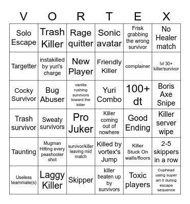Sonic.exe: Dimensional Coalescence Bingo Card