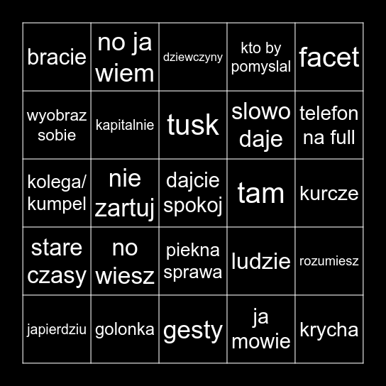 szef Bingo Card