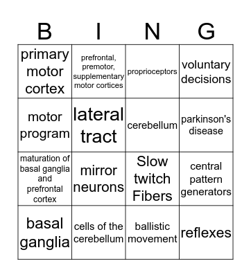 Movement Bingo Card