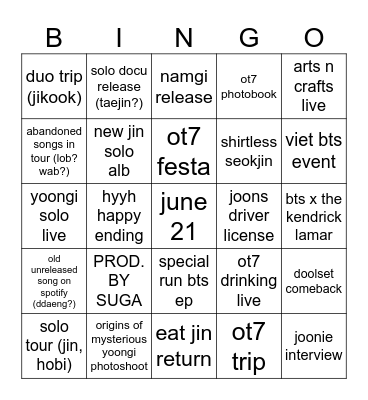 you know that bts is back! Bingo Card