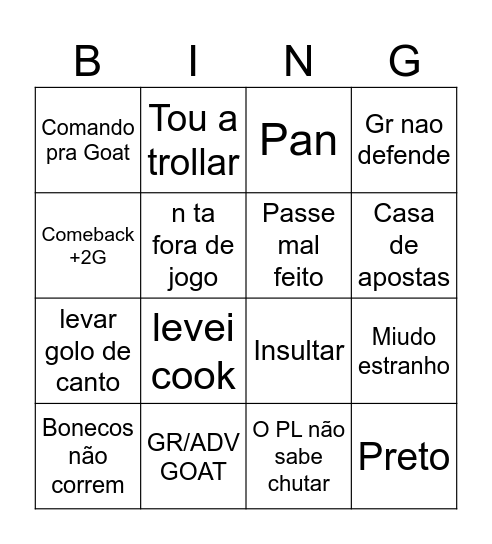 Bingo da Azia Bingo Card