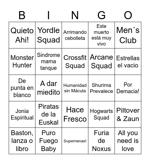 Euskal Lol Bingo Card