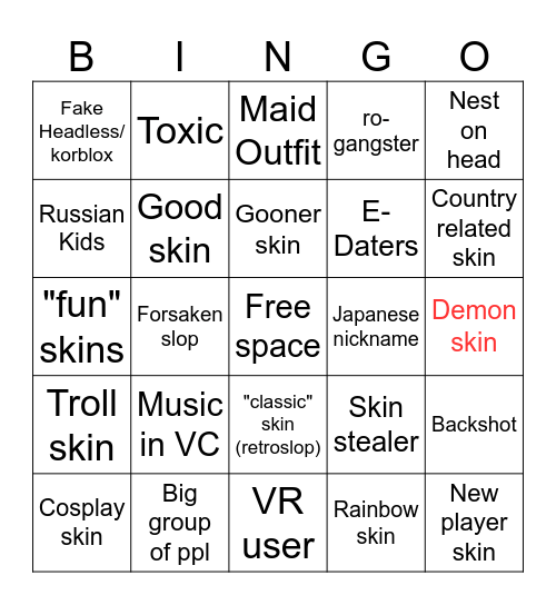 привет я слимшеди Bingo Card