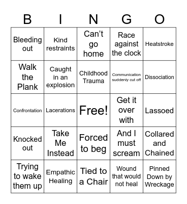 Bad Things Happen Bingo (for Blorbos) Bingo Card