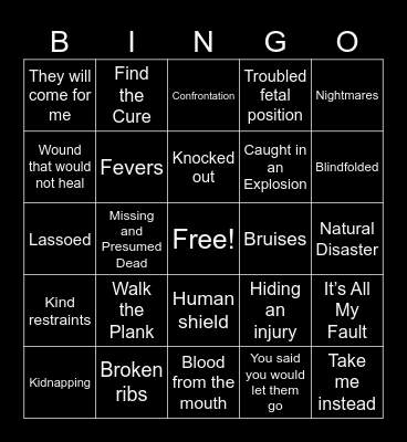 Blorbo Bad Things Happen Bingo Card