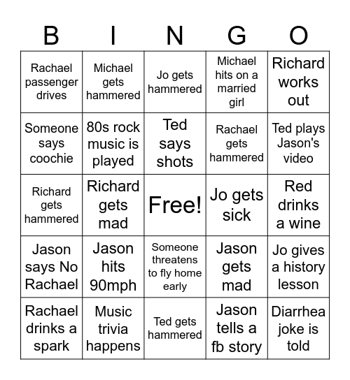 Divoc Trip 2026 Bingo Card