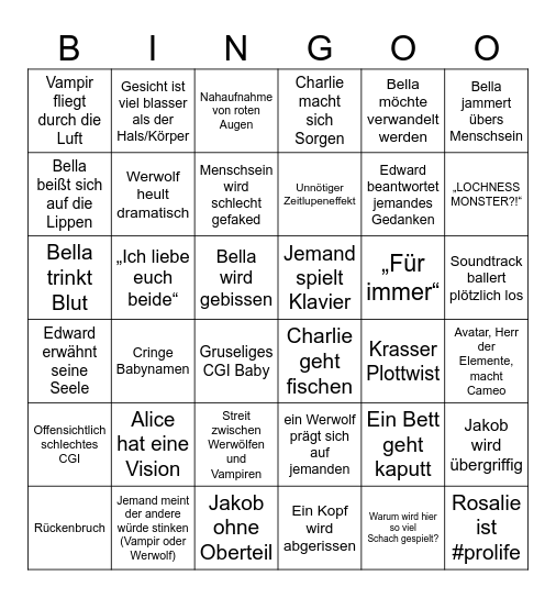 Das Adlers Twilight Bingo XXL Bingo Card